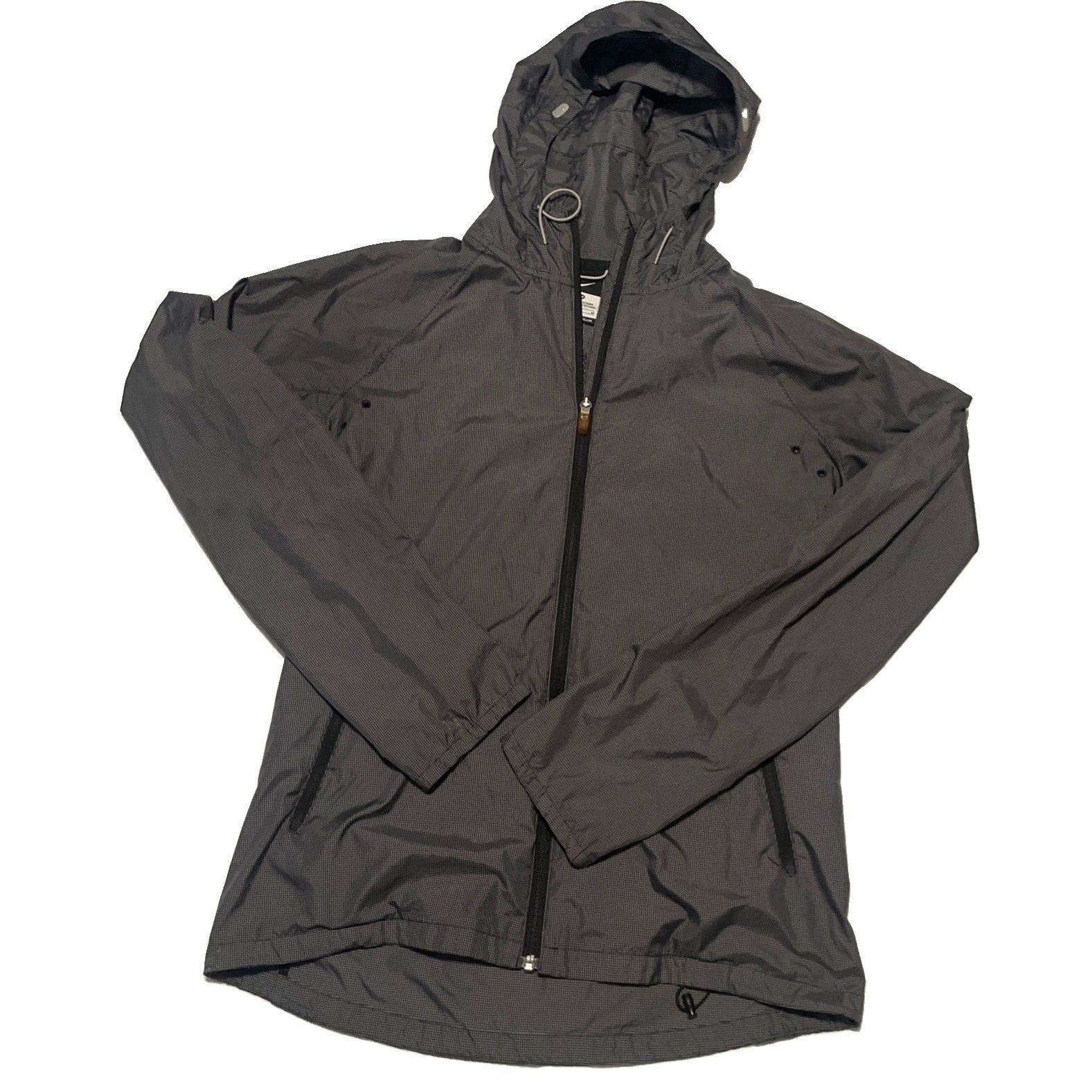 Nike Menâs M Gray Lightweight Hooded Windbreaker Jacket Full Zip Running